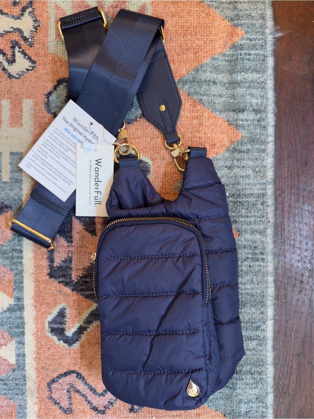 NWT Wanderfull Navy Blue Hydrobag | Water Bottle Holder with Strap - Picture 2 of 3